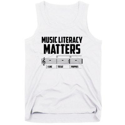 Music Literacy Matters I Like To Eat Puppies Tank Top