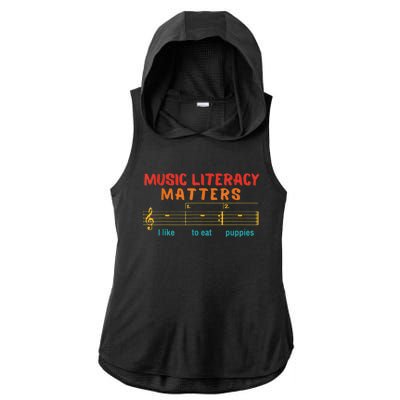 Music Literacy Matters I Like To Eat Puppies Funny Ladies PosiCharge Tri-Blend Wicking Draft Hoodie Tank