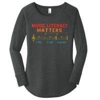 Music Literacy Matters I Like To Eat Puppies Funny Women's Perfect Tri Tunic Long Sleeve Shirt