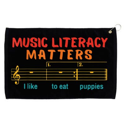 Music Literacy Matters I Like To Eat Puppies Funny Grommeted Golf Towel