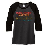 Music Literacy Matters I Like To Eat Puppies Funny Women's Tri-Blend 3/4-Sleeve Raglan Shirt