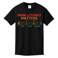 Music Literacy Matters I Like To Eat Puppies Funny Kids T-Shirt