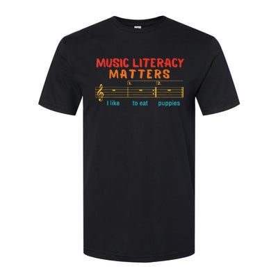 Music Literacy Matters I Like To Eat Puppies Funny Softstyle CVC T-Shirt