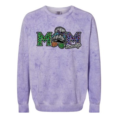 Mom Life Mothers Day Hair Bun Colorblast Crewneck Sweatshirt