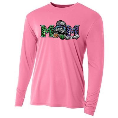 Mom Life Mothers Day Hair Bun Cooling Performance Long Sleeve Crew