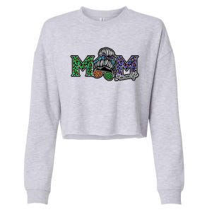 Mom Life Mothers Day Hair Bun Cropped Pullover Crew