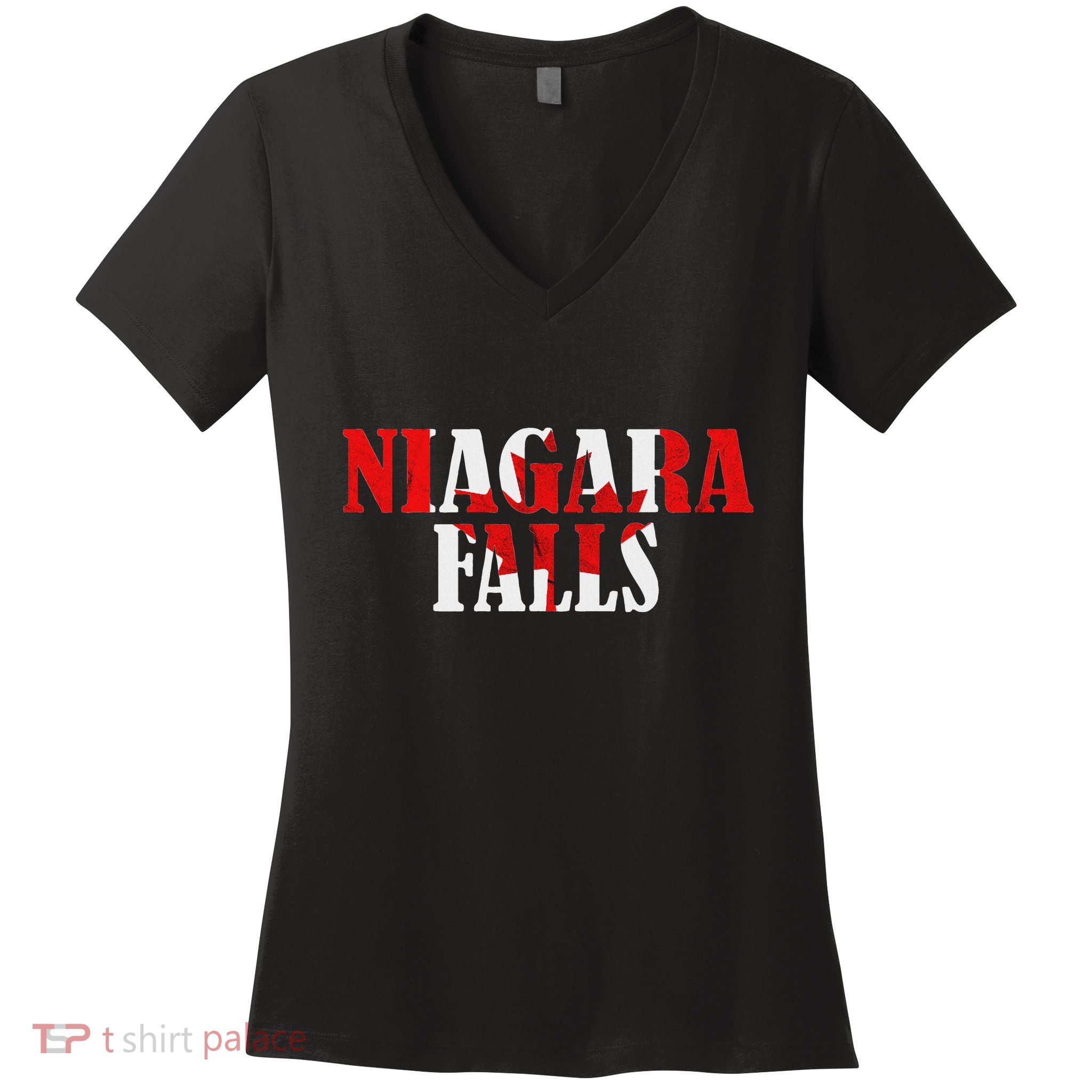 Maple Leaf Niagara Falls Canada Canadian Roots Canada Flag Women's V-Neck T-Shirt
