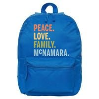 Mcnamara Last Name Peace Love Family Matching Great Gift 16 in Basic Backpack