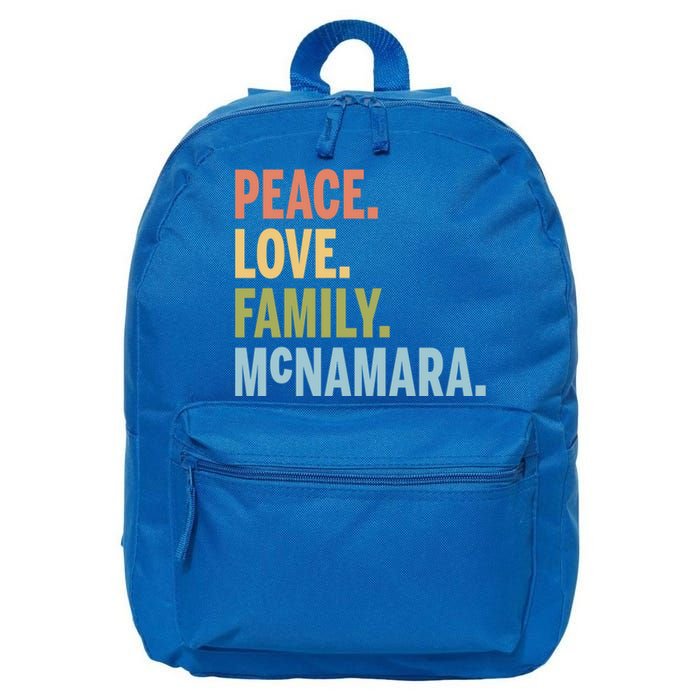 Mcnamara Last Name Peace Love Family Matching Great Gift 16 in Basic Backpack