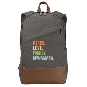 Mcnamara Last Name Peace Love Family Matching Great Gift Cotton Canvas Backpack