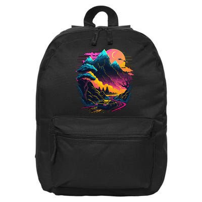 Mountain Life Neon Car Road Scene 16 in Basic Backpack