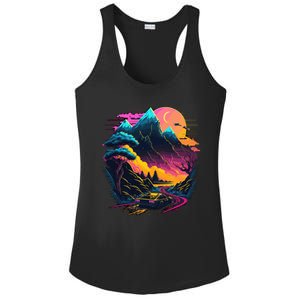 Mountain Life Neon Car Road Scene Ladies PosiCharge Competitor Racerback Tank