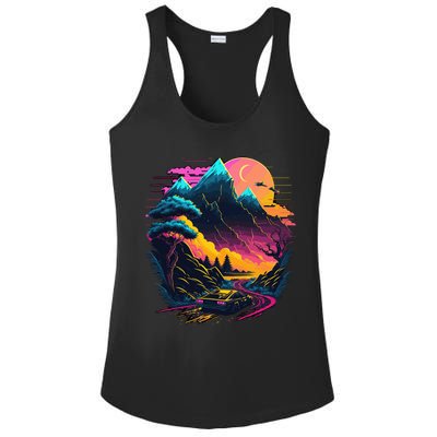 Mountain Life Neon Car Road Scene Ladies PosiCharge Competitor Racerback Tank