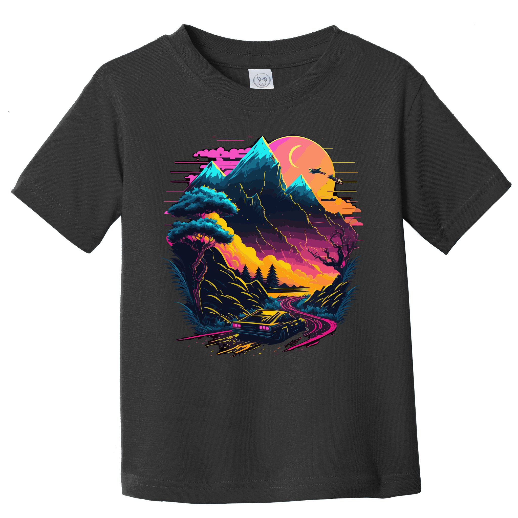 Mountain Life Neon Car Road Scene Toddler T-Shirt