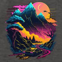 Mountain Life Neon Car Road Scene Vector Backpack