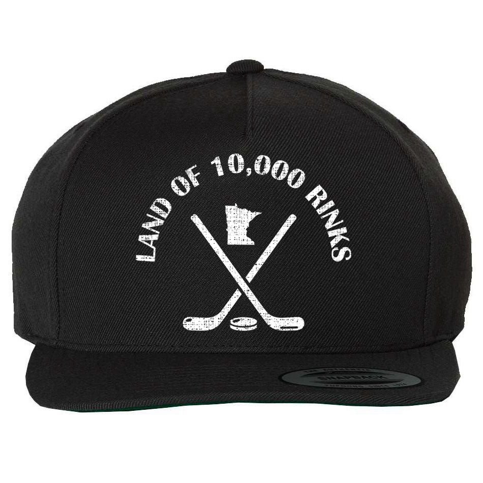 Minnesota Land Of 10000 Rinks Ice Hockey State Souvenir Gift Wool Snapback Cap