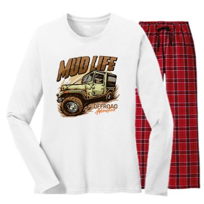 Mud Life Off Roading Offroad 4x4 Suv Women's Long Sleeve Flannel Pajama Set 