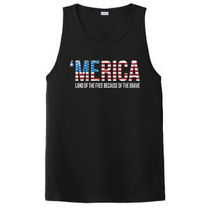 Merica Land Of The Free Because Of The Brave Patriotic Gift PosiCharge Competitor Tank