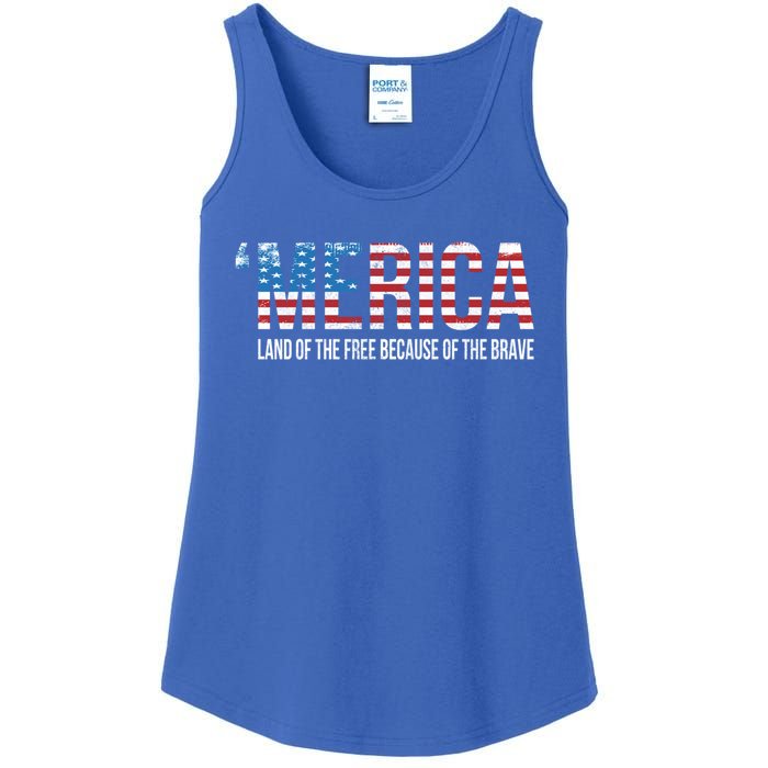 Merica Land Of The Free Because Of The Brave Patriotic Gift Ladies Essential Tank