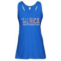 Merica Land Of The Free Because Of The Brave Patriotic Gift Ladies Essential Flowy Tank