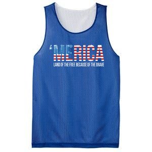 Merica Land Of The Free Because Of The Brave Patriotic Gift Mesh Reversible Basketball Jersey Tank