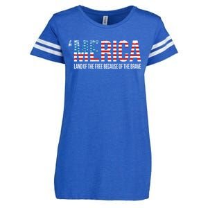 Merica Land Of The Free Because Of The Brave Patriotic Gift Enza Ladies Jersey Football T-Shirt