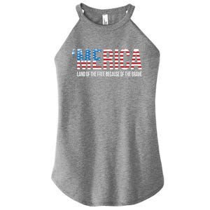 Merica Land Of The Free Because Of The Brave Patriotic Gift Women's Perfect Tri Rocker Tank