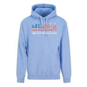 Merica Land Of The Free Because Of The Brave Patriotic Gift Unisex Surf Hoodie