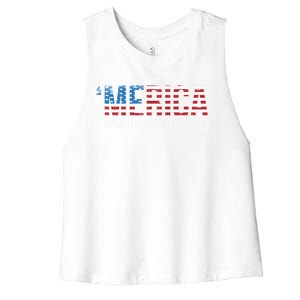 Merica Land Of The Free Because Of The Brave Patriotic Gift Women's Racerback Cropped Tank