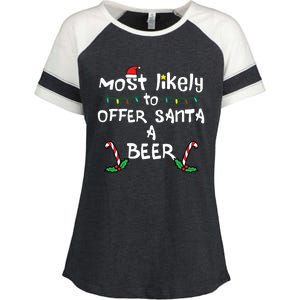 Most Likely Offer Santa Christmas Xmas Family Match Dad Enza Ladies Jersey Colorblock Tee