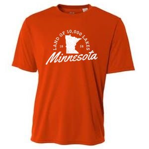 Minnesota Land Of The 10000 Lakes State Map Souvenir Gift Cooling Performance Crew T-Shirt