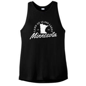 Minnesota Land Of The 10000 Lakes State Map Souvenir Gift Ladies PosiCharge Tri-Blend Wicking Tank