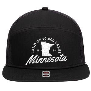 Minnesota Land Of The 10000 Lakes State Map Souvenir Gift 7 Panel Mesh Trucker Snapback Hat