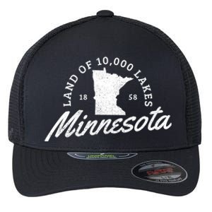 Minnesota Land Of The 10000 Lakes State Map Souvenir Gift Flexfit Unipanel Trucker Cap