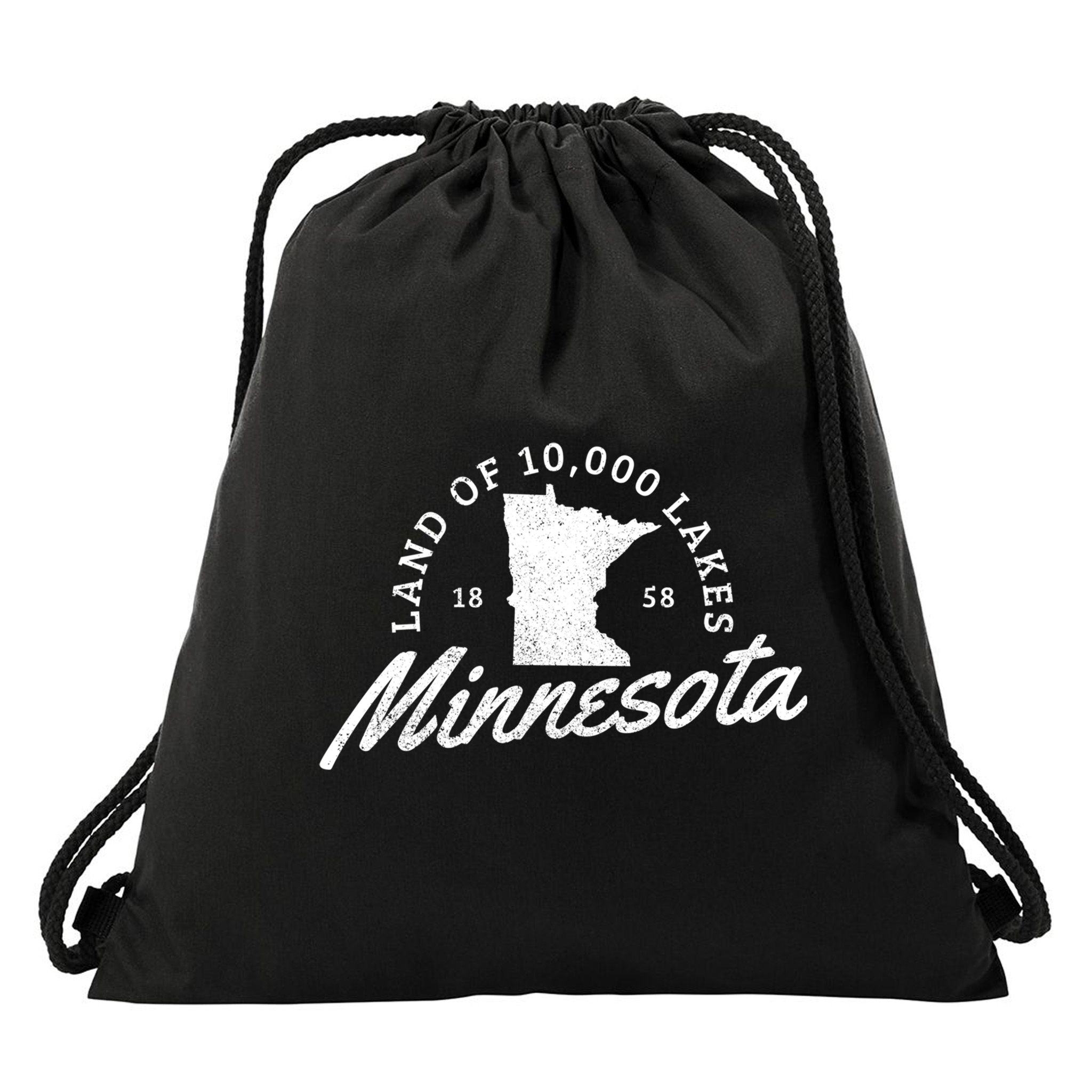 Minnesota Land Of The 10000 Lakes State Map Souvenir Gift Drawstring Bag