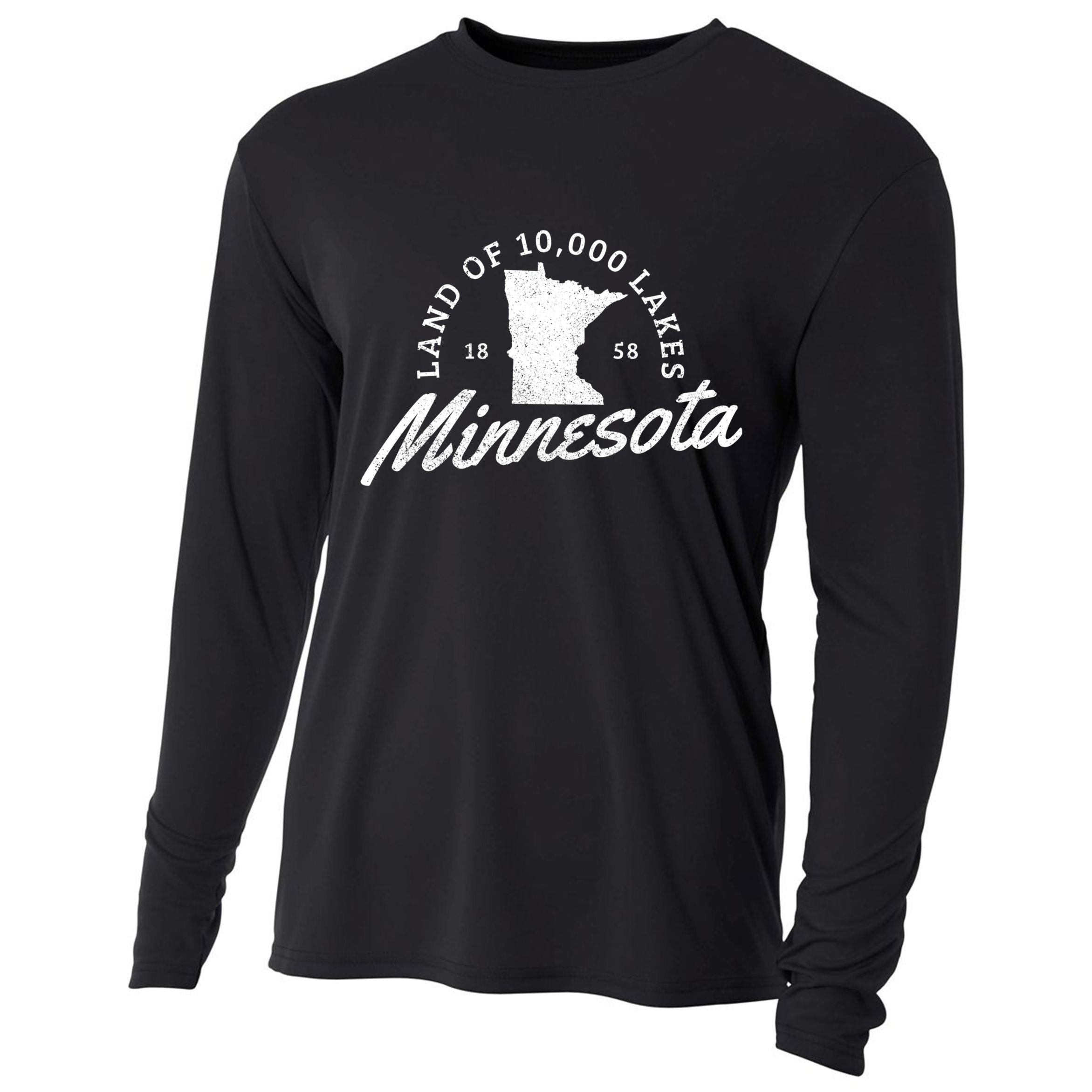 Minnesota Land Of The 10000 Lakes State Map Souvenir Gift Cooling Performance Long Sleeve Crew
