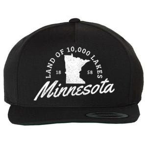 Minnesota Land Of The 10000 Lakes State Map Souvenir Gift Wool Snapback Cap