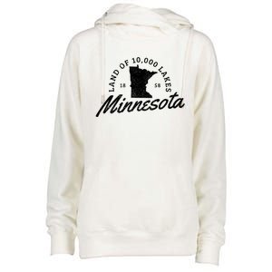 Minnesota Land Of The 10000 Lakes State Map Souvenir Gift Womens Funnel Neck Pullover Hood