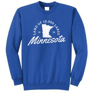 Minnesota Land Of The 10000 Lakes State Map Souvenir Gift Sweatshirt