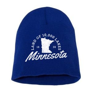 Minnesota Land Of The 10000 Lakes State Map Souvenir Gift Short Acrylic Beanie