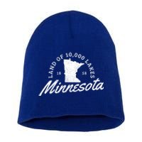 Minnesota Land Of The 10000 Lakes State Map Souvenir Gift Short Acrylic Beanie