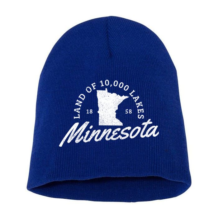 Minnesota Land Of The 10000 Lakes State Map Souvenir Gift Short Acrylic Beanie