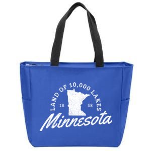 Minnesota Land Of The 10000 Lakes State Map Souvenir Gift Zip Tote Bag