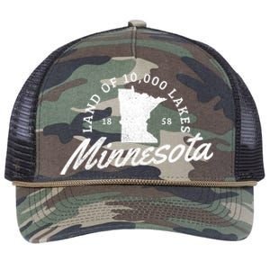 Minnesota Land Of The 10000 Lakes State Map Souvenir Gift Retro Rope Trucker Hat Cap