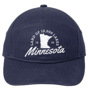 Minnesota Land Of The 10000 Lakes State Map Souvenir Gift 7-Panel Snapback Hat