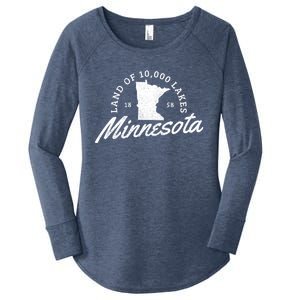 Minnesota Land Of The 10000 Lakes State Map Souvenir Gift Women's Perfect Tri Tunic Long Sleeve Shirt