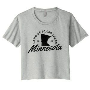 Minnesota Land Of The 10000 Lakes State Map Souvenir Gift Women's Crop Top Tee