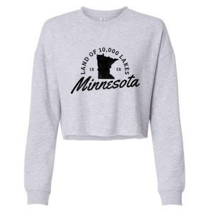 Minnesota Land Of The 10000 Lakes State Map Souvenir Gift Cropped Pullover Crew