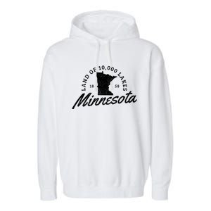 Minnesota Land Of The 10000 Lakes State Map Souvenir Gift Garment-Dyed Fleece Hoodie