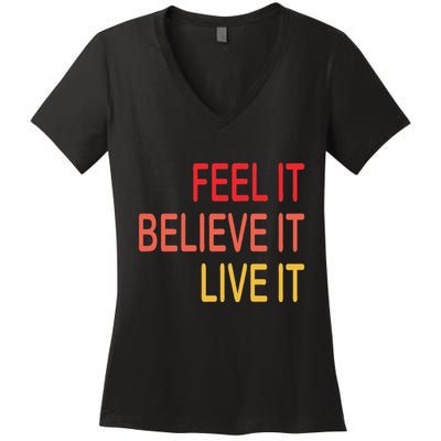 Manifest Law Of Attraction Feel Good Vortex Powerful Life Women's V-Neck T-Shirt